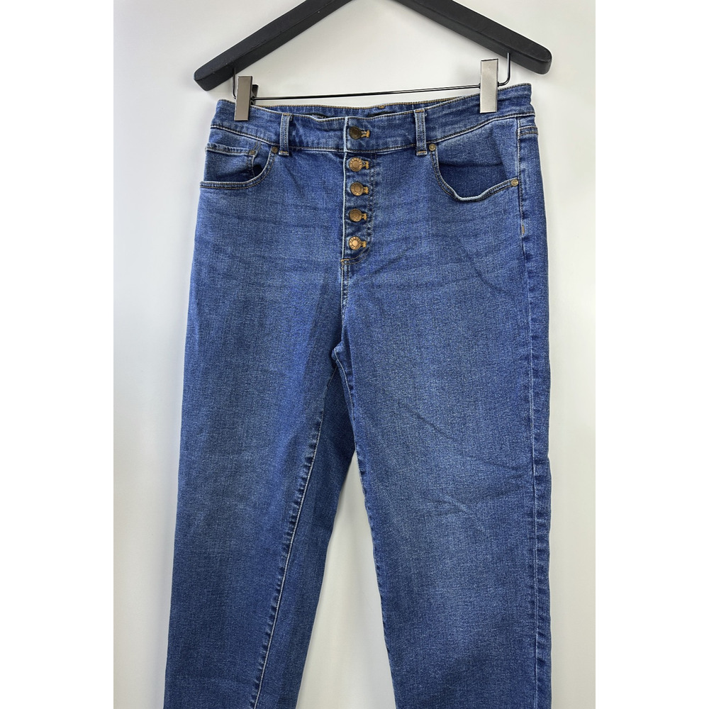 Talbots Everyday Relaxed Jeans Button Fly Stretch Medium Wash Blue Denim Size 10 - Picture 4 of 11